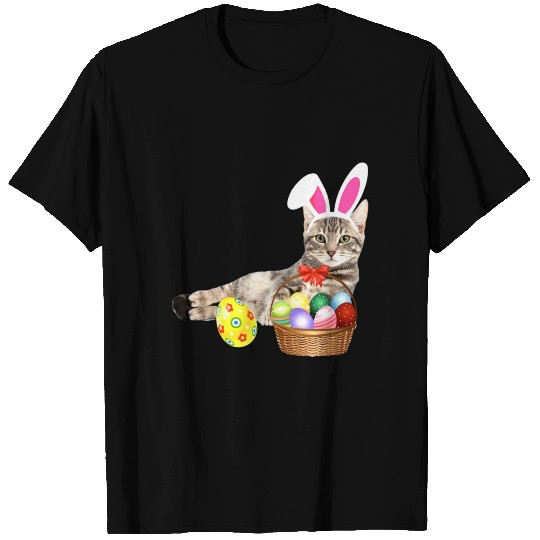 easter T Shirts cat funny bunny ears eggs gift cat
