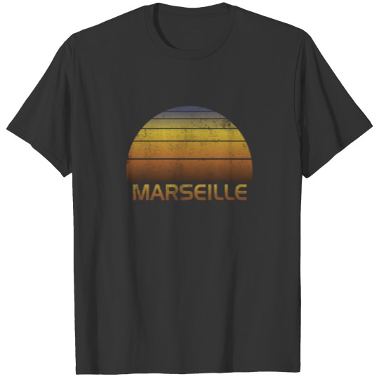 Vintage Sunset Family Vacation Souvenir Marseille T-shirt