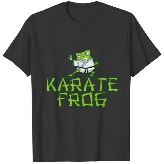 Funny and cheerful karate frog design in green T Shirts