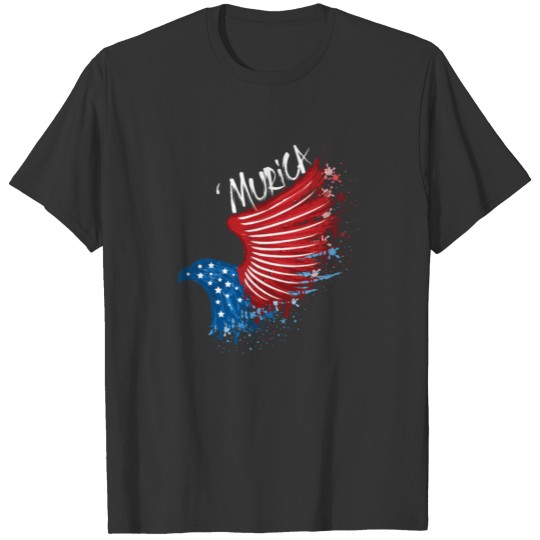 4th of July print 'Murica Red White Blue Eagle T Shirts