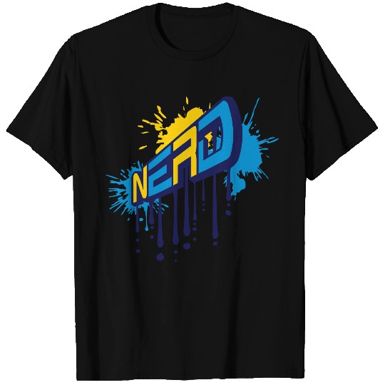 nerd dripping graffiti cool 3d logo text geek sly T Shirts