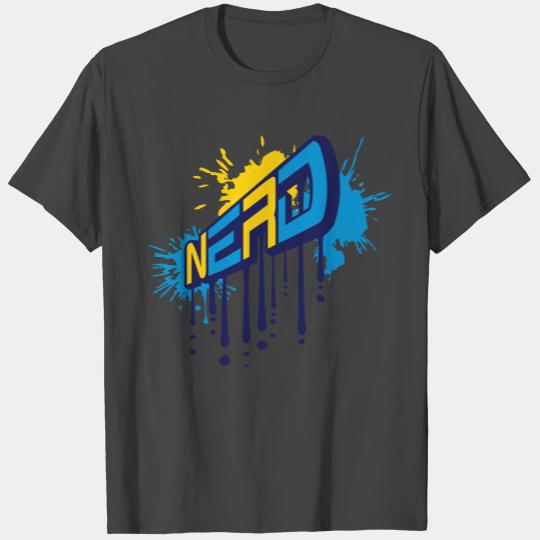nerd dripping graffiti cool 3d logo text geek sly T Shirts