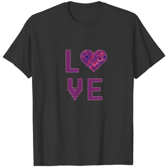 Love Heart Digital Love for nerds or pixel nerd T-shirt
