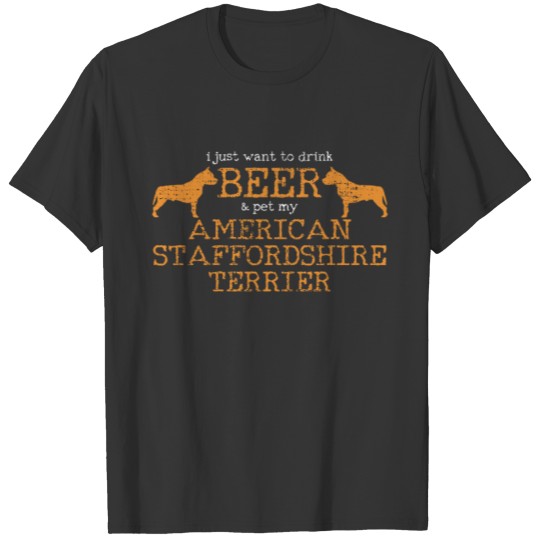 Amstaff Dog Beer Drinking T-shirt