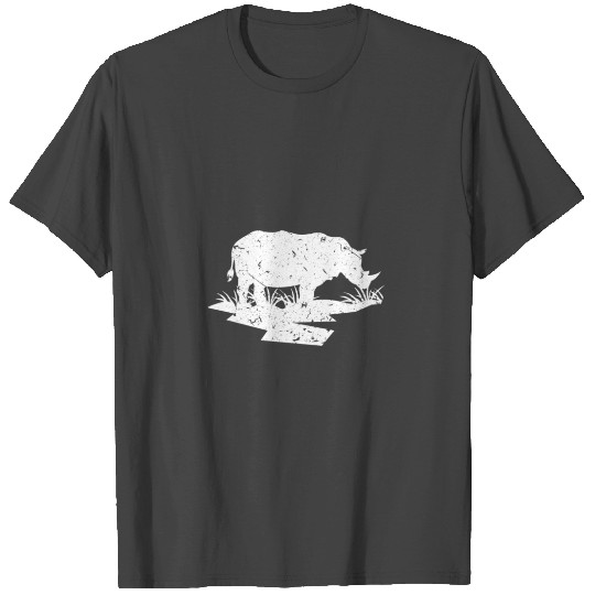 Rhino Grass Silhouette Animals Gift T Shirts