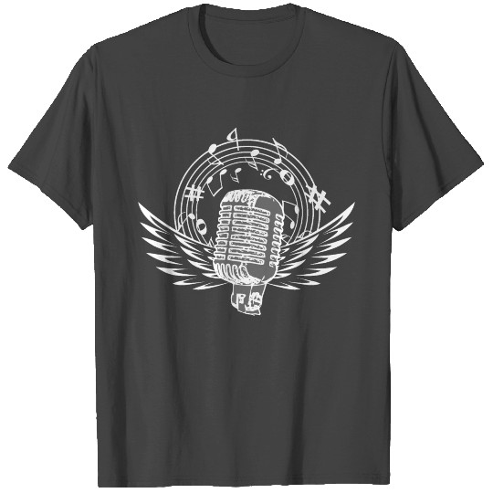 Microphone with wings white T Shirts