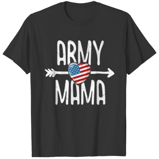 Army Mama TShirt Women American Flag USA Veteran T-shirt