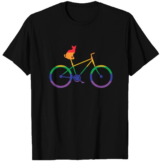 LGBT Gay Pride Cycling Cat On Bicycle Gift T Shirts