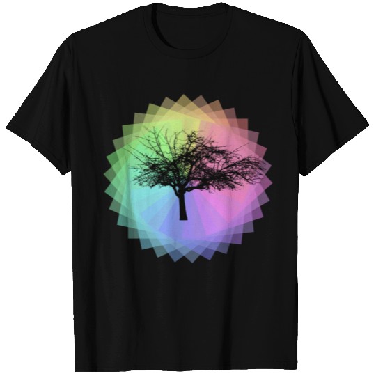 rainbow tree silhouette colorful - present idea T Shirts
