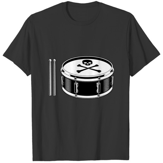 Black And White Illustration Of Drum T-shirt