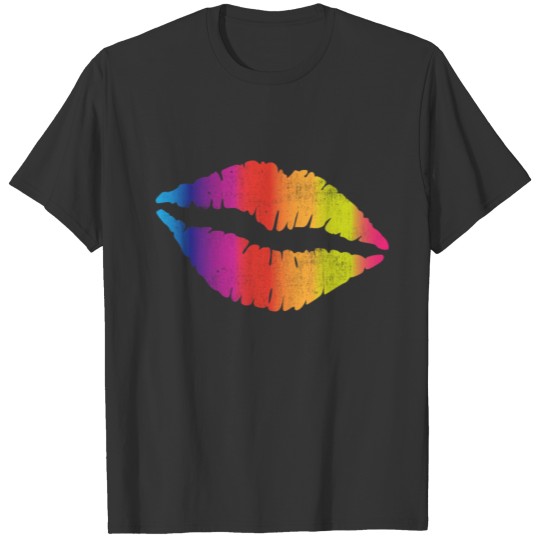 Pride Rainbow Kiss Love Lips Bright Fun Colorful T-shirt