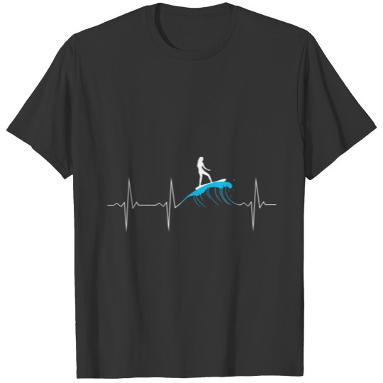 EKG Heartbeat Woman Surfing T-shirt