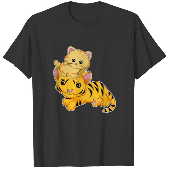 Funny cute Cat and Tiger Women Men Kids Gift T Shirts