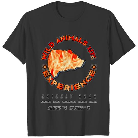 Wild Animals Label 1 - Grizzly Bear on Fire T Shirts