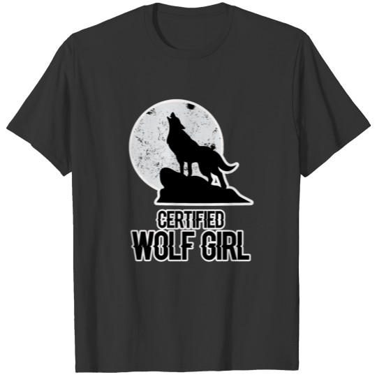 Funny Certified Wolf Girl Moon Howl Women Girls T Shirts