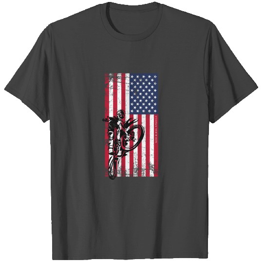 Dirt Bike American Flag Gift, 4th July T Shirts