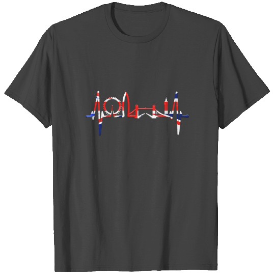 London Heartbeat Skyline Union Jack England Lover T Shirts