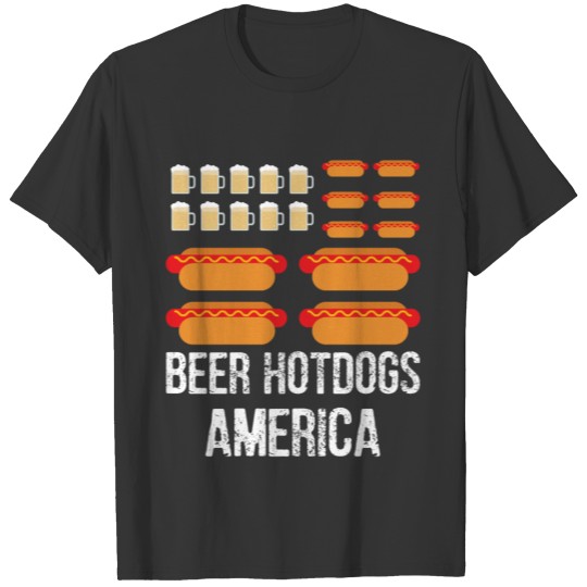 Beer Hot Dogs America - Independence Day 4th T Shirts