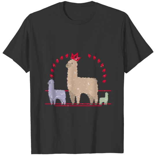 Llama Cute Family Drawing Designs Gift T Shirts