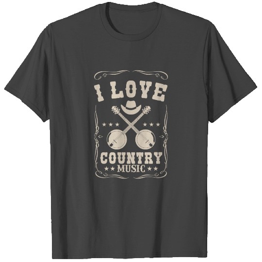 I Love Country Music Cool Vintage Guitar T Shirts