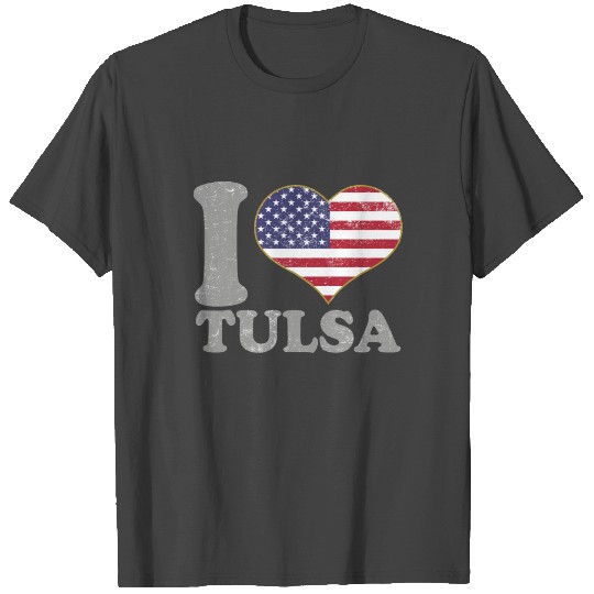 I Heart Tulsa City Pride July 4th American Flag T Shirts