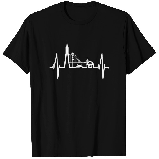 San Francisco Heartbeat Skyline California Lover T Shirts