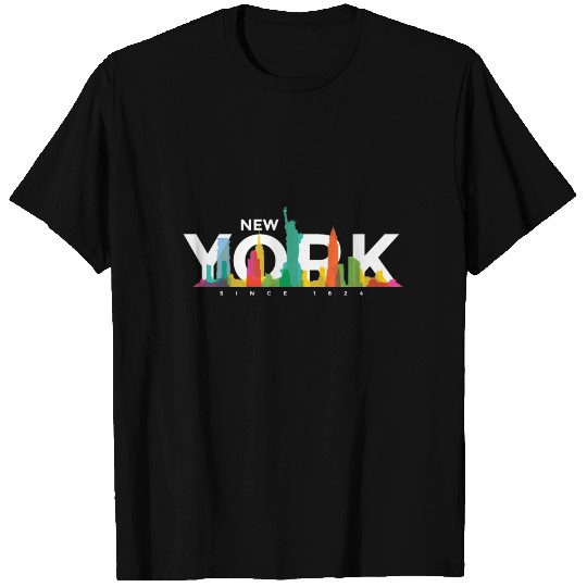 COLORFUL NEW YORK SKYLINE T Shirts