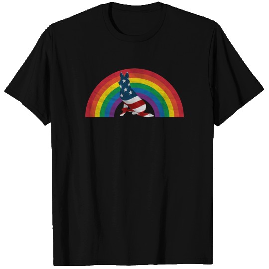 German shepherd American Rainbow Flag T Shirts