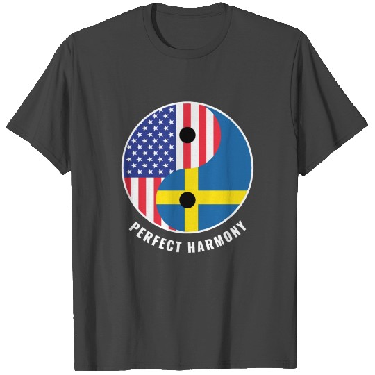 USA Sweden Ying Yang Heritage for Proud Swedish T Shirts