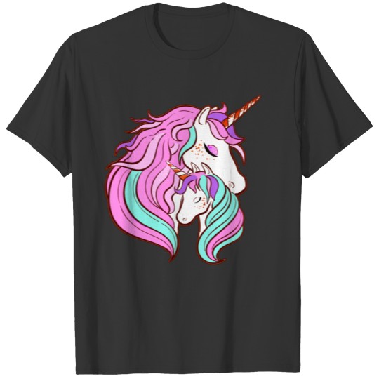Unicorn Mama & Daughter Unicorn Girl Gift T Shirts