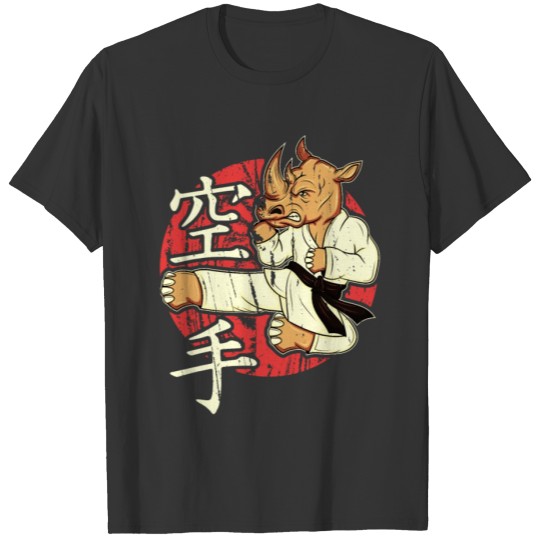 Karate Rhinoceros Vintage Martial Arts Kick Gift T-shirt