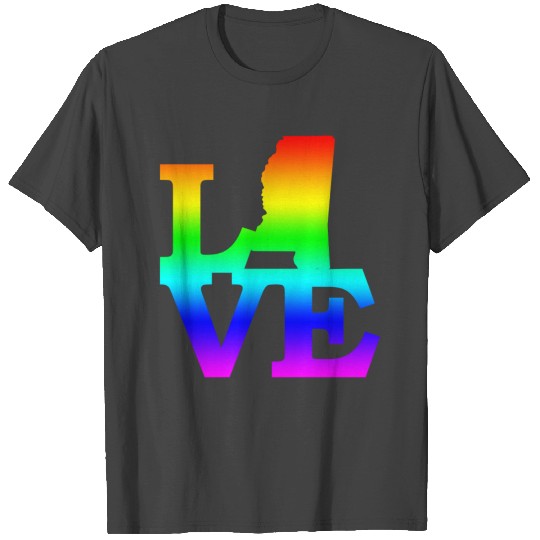 Mississippi Pride USA State Love Map T Shirts