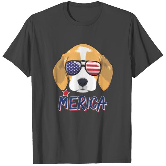 Beagle Dog Merica Patriotic American Sunglasses 4t T Shirts