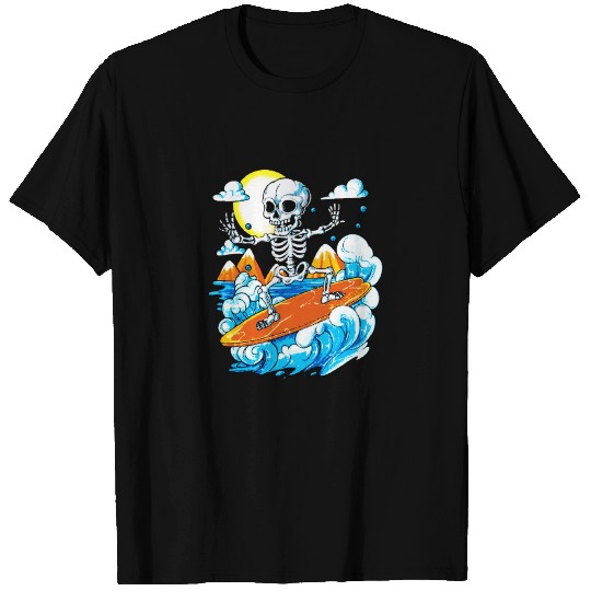 Skeleton Surfing T Shirts