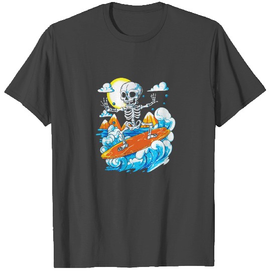 Skeleton Surfing T Shirts