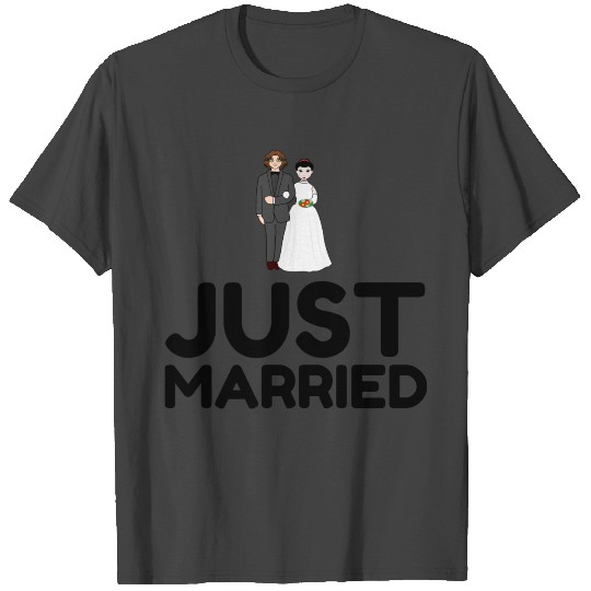 JUST MARRIED WEDDING BRIDE GROOM T Shirts