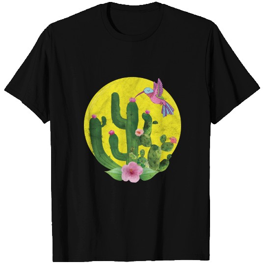 Cactus Flower Hummingbird Pink Sun T Shirts