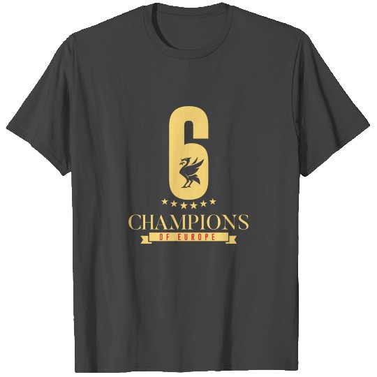 Liverpool FC Champions of Europe - 6 Times T Shirts