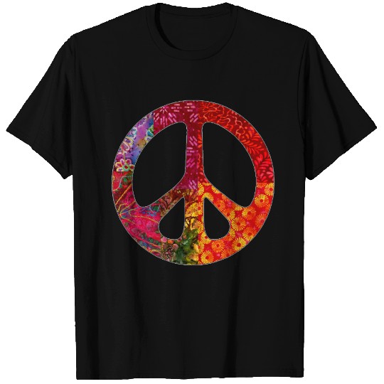 Retro Batik Peace Sign T Shirts