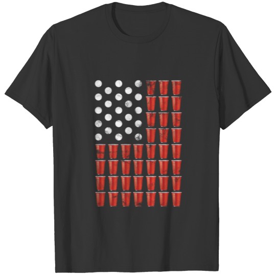 Beer Pong American Flag - Patriotic 4th of July T Shirts