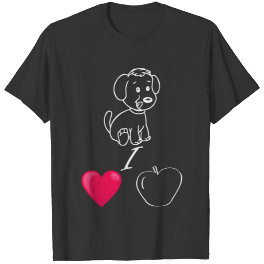 A sweet dog with an apple T-shirt