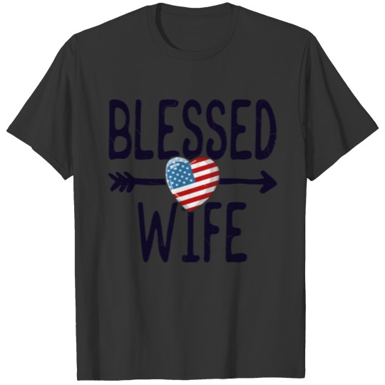 Blessed Wife TShirt Women American Flag USA 4th T-shirt