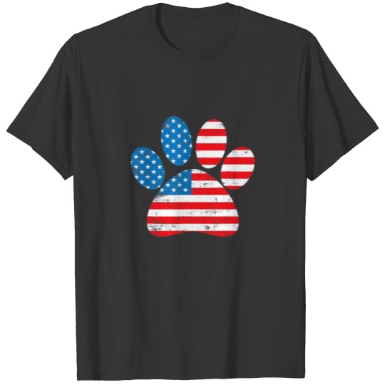 America Flag T Shirts Dog Patriot 4th of July Paw