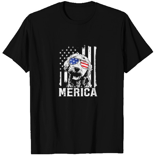 Merica Goldendoodle T Shirts Golden Us Flag