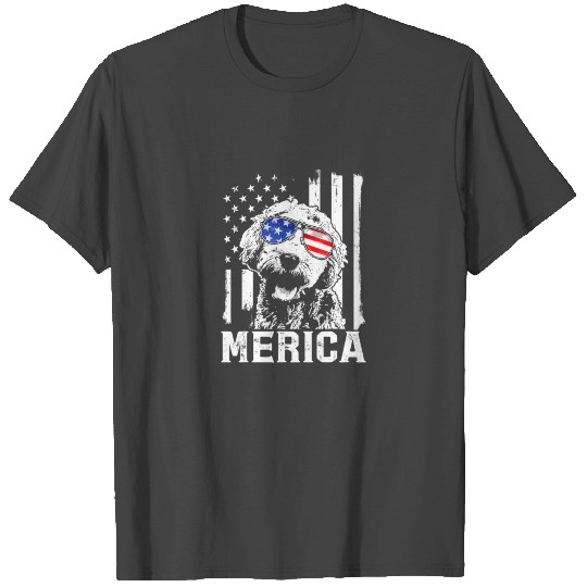 Merica Goldendoodle T Shirts Golden Us Flag