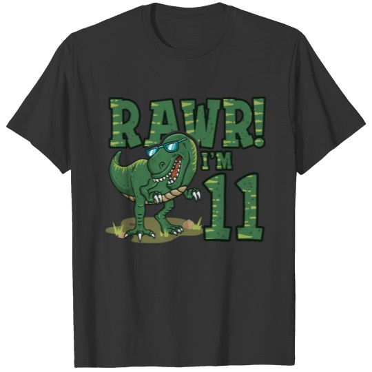 Rawr I'm 11 Dinosaur Birthday For Boys T Shirts