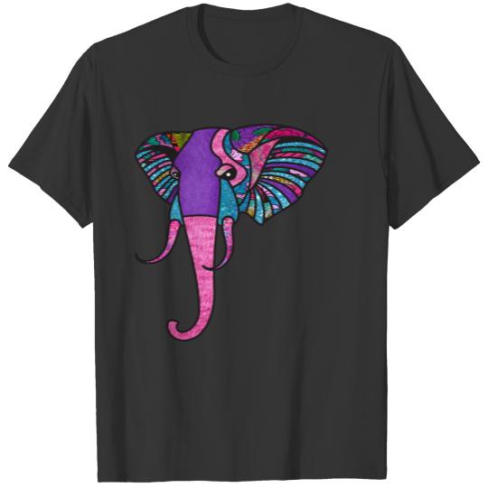 Pink Pastel Afro Print Elephant T Shirts