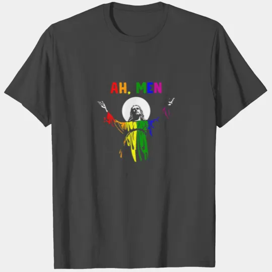 Ah, Men - Funny LGBT Gay Pride Jesus Rainbow Peace T Shirts