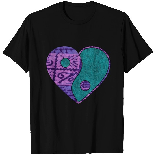 Purple Batik Yin & Yang Heart T Shirts