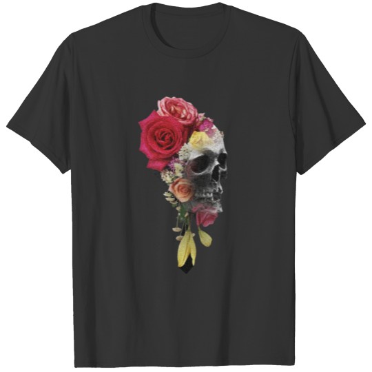 Floral Skull Art T Shirts